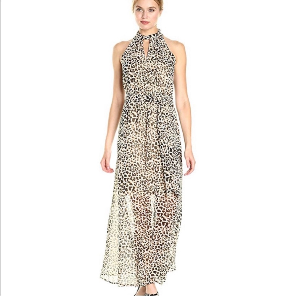 Calvin Klein Leopard Print Sleeveless Maxi Dress